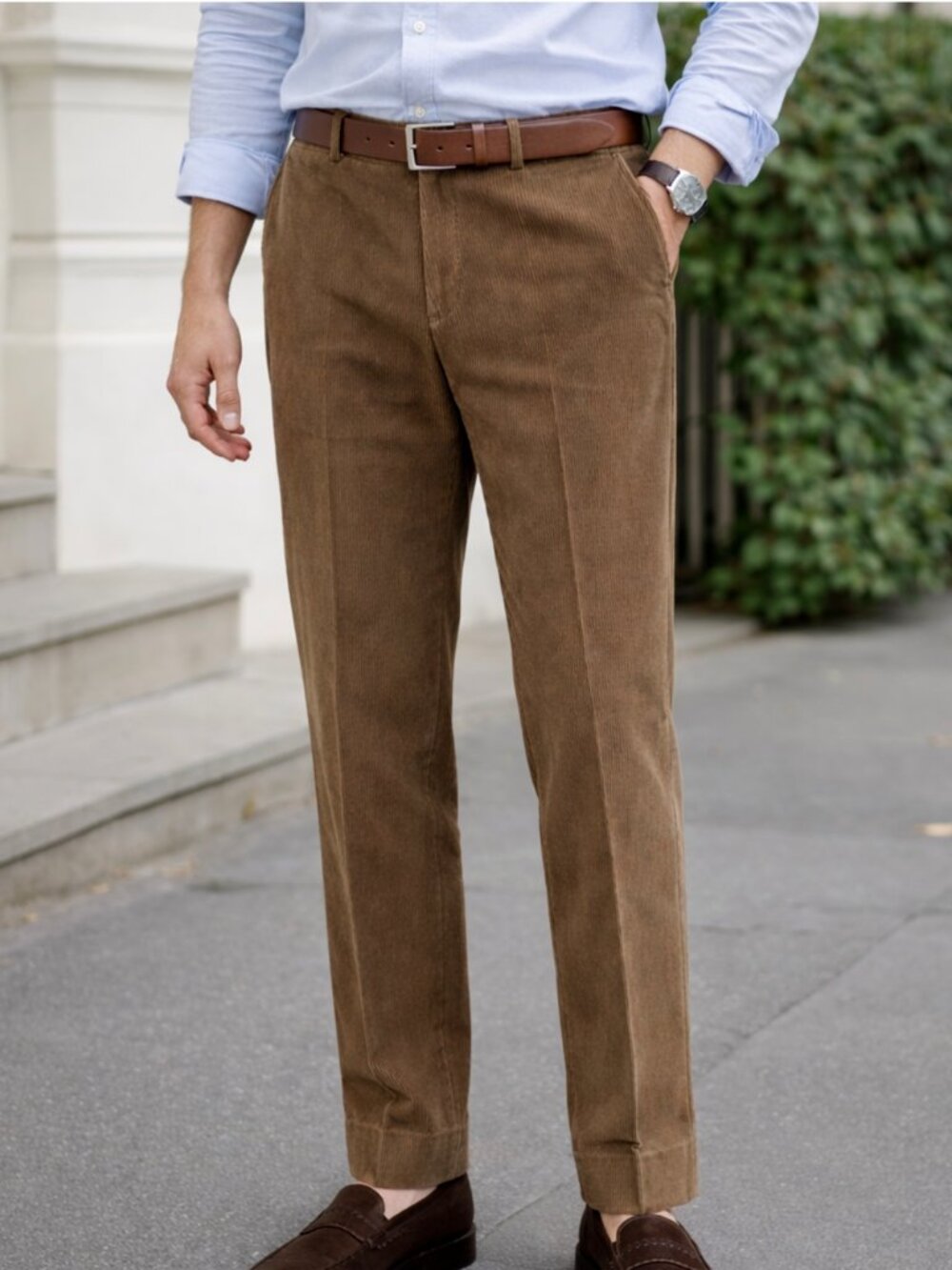 Ted Baker Roger Straight Leg Slim Fit Stretch Tan Corduroy Pants 34R